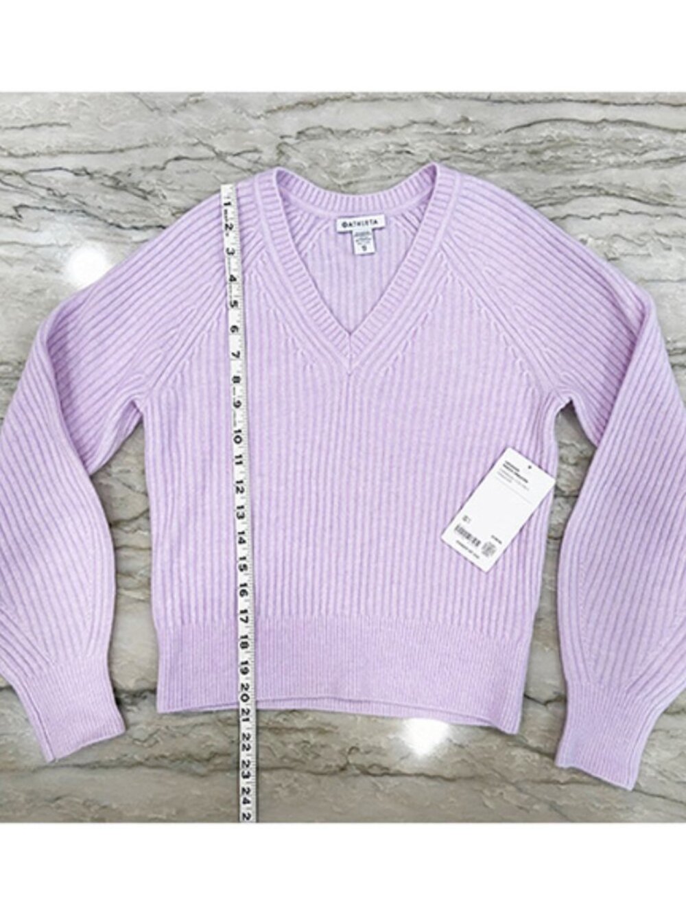 Athleta: NWT, Lavender, long-sleeve ribbed sweater, XS, wool